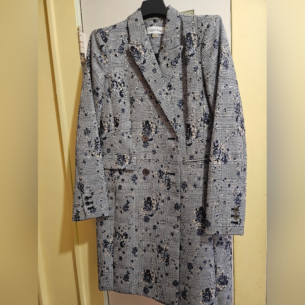 Calvin Klein blue rose long suit jacket sz 6